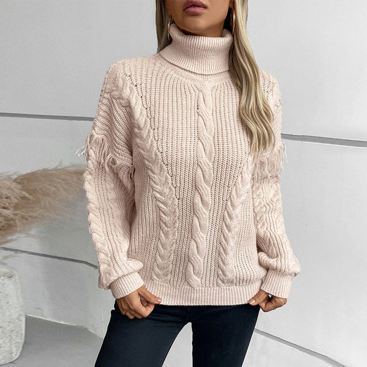 Kitty | Women's High Neck Cable Knit Jumper Loose Fit Knitwear