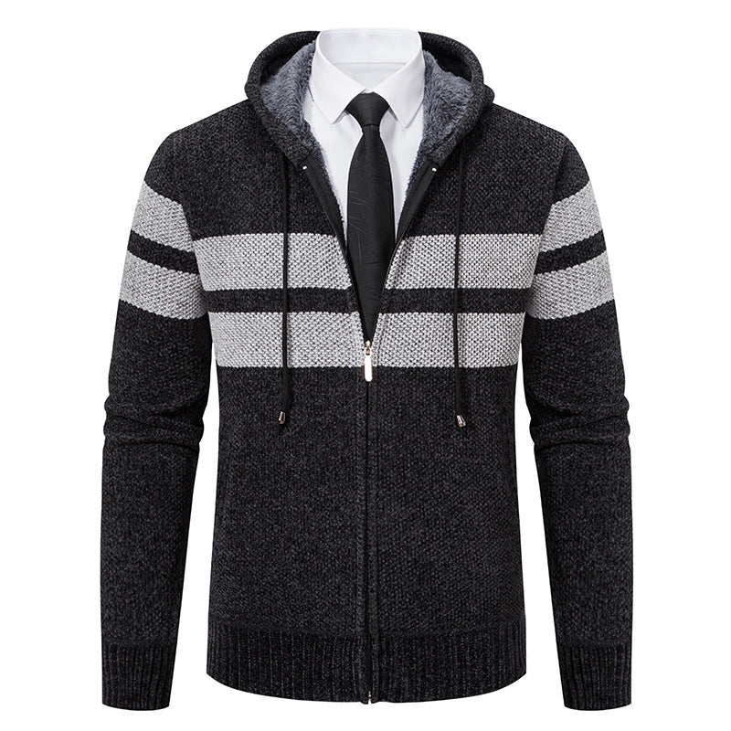 Fletcher | Men's Knitted Hooded Jacket Teddy Fleece Lined Full Zip