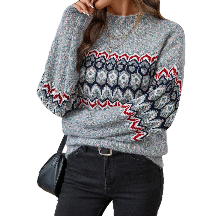 Sophie | Women's Knitted Jumper Geometric Pattern Dropped Shoulders
