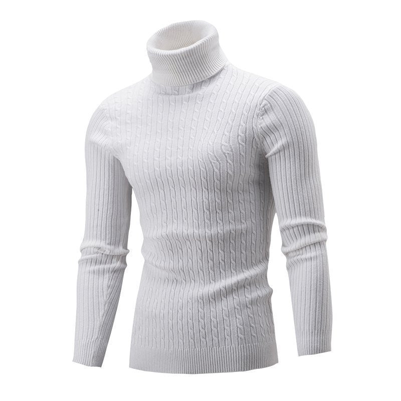 Ryan | Men's Cable Knit Roll Neck Jumper Ribbed Sides Slim Fit