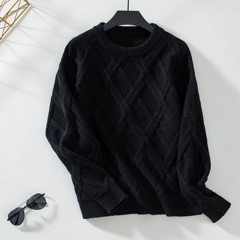 Bridget | Women's Diamond Knit Jumper Round Neck Warm Knitwear