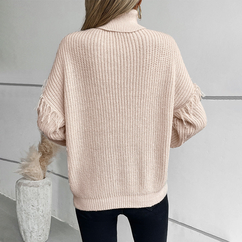 Kitty | Women's High Neck Cable Knit Jumper Loose Fit Knitwear