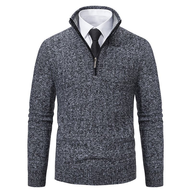 Desmond | Men's Half Zip Cable Knit Jumper Funnel Neck Slim Fit