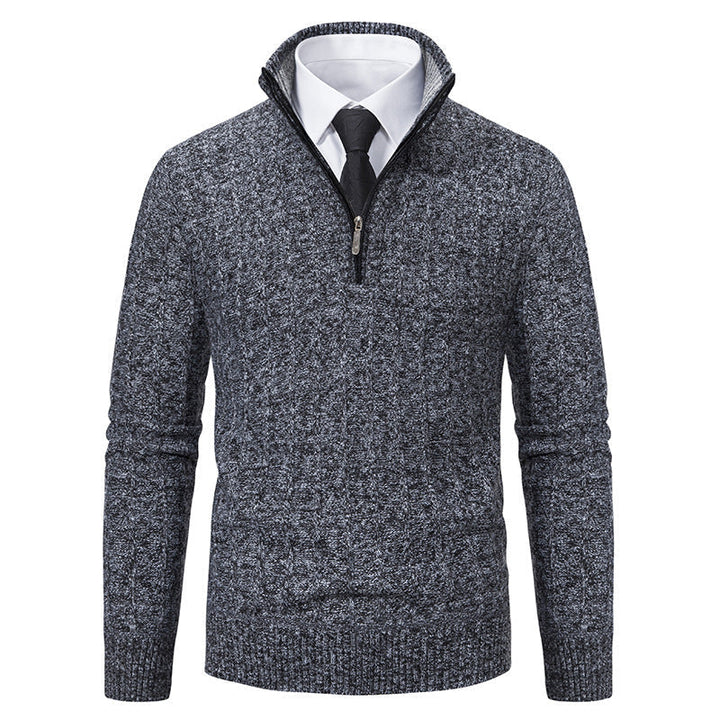 Desmond | Men's Half Zip Cable Knit Jumper Funnel Neck Slim Fit