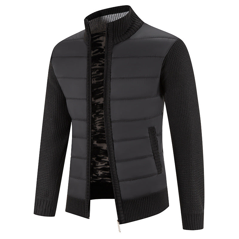 Crawford | Men's Quilted Hybrid Jacket Knitted Sleeves Funnel Neck