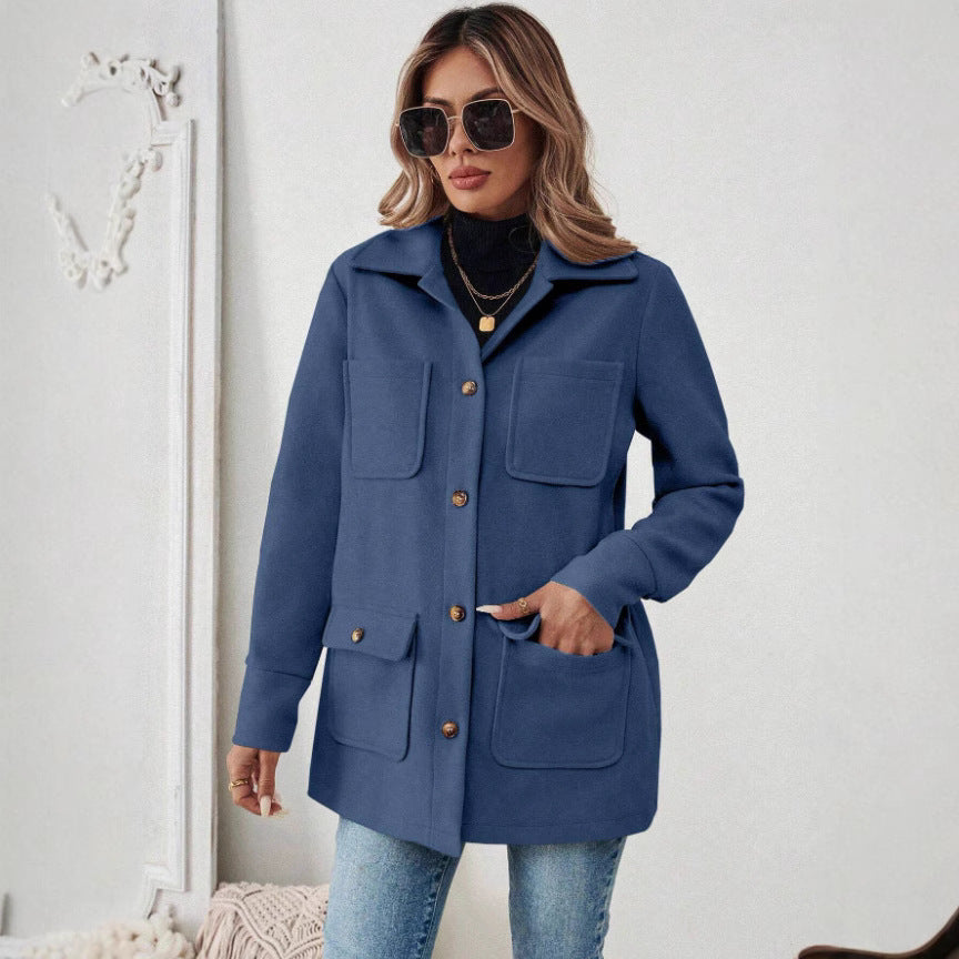 Cecily | Women's Utility Jacket Front Pockets Button Up