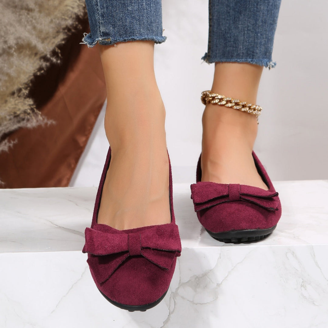 Delilah | Women's Ballet Flats Bow Detail Round Toe Slip-On