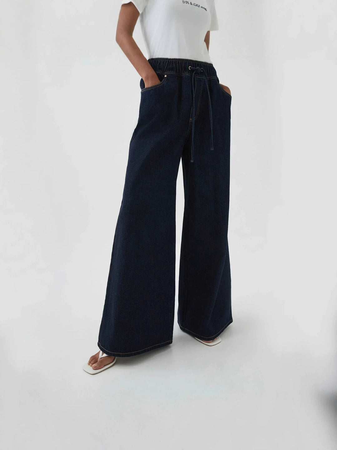 Viona Drawstring Wide Leg Jeans