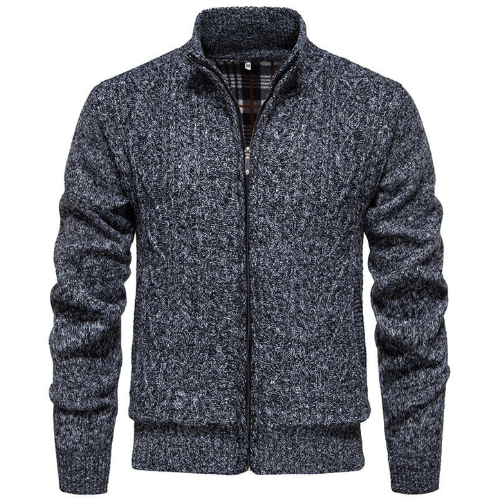 Fletcher | Men's Chunky Cable Knit Zip Cardigan Stand Collar