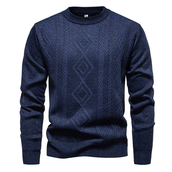 Wesley | Men's Crew Neck Knitted Jumper Diamond Pattern Textured Knit