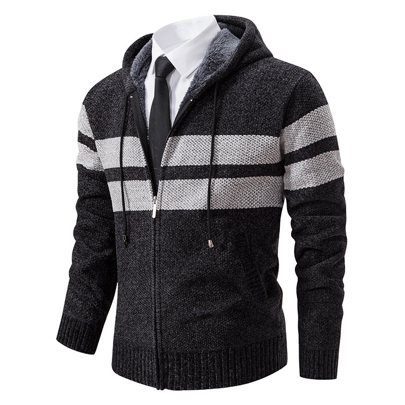 Fletcher | Men's Knitted Hooded Jacket Teddy Fleece Lined Full Zip