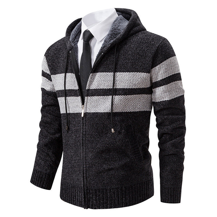 Fletcher | Men's Knitted Hooded Jacket Teddy Fleece Lined Full Zip