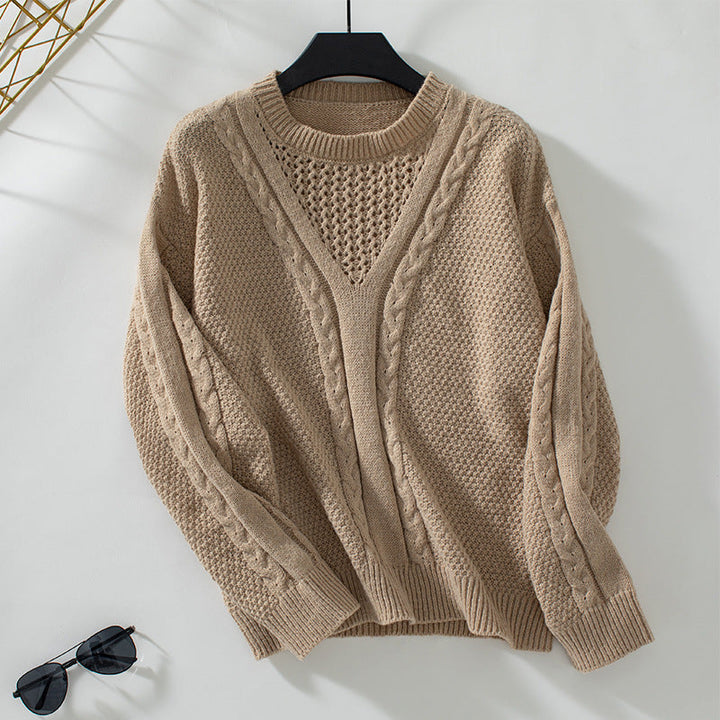 Astrid | Women's Cable Knit V-Neck Jumper Casual Fit Knitwear