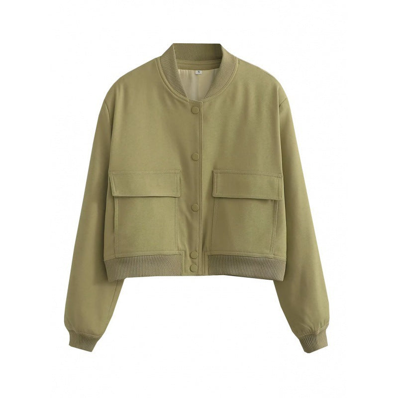 Rosalind | Women's Cropped Jacket Patch Pockets Breathable Lightweight