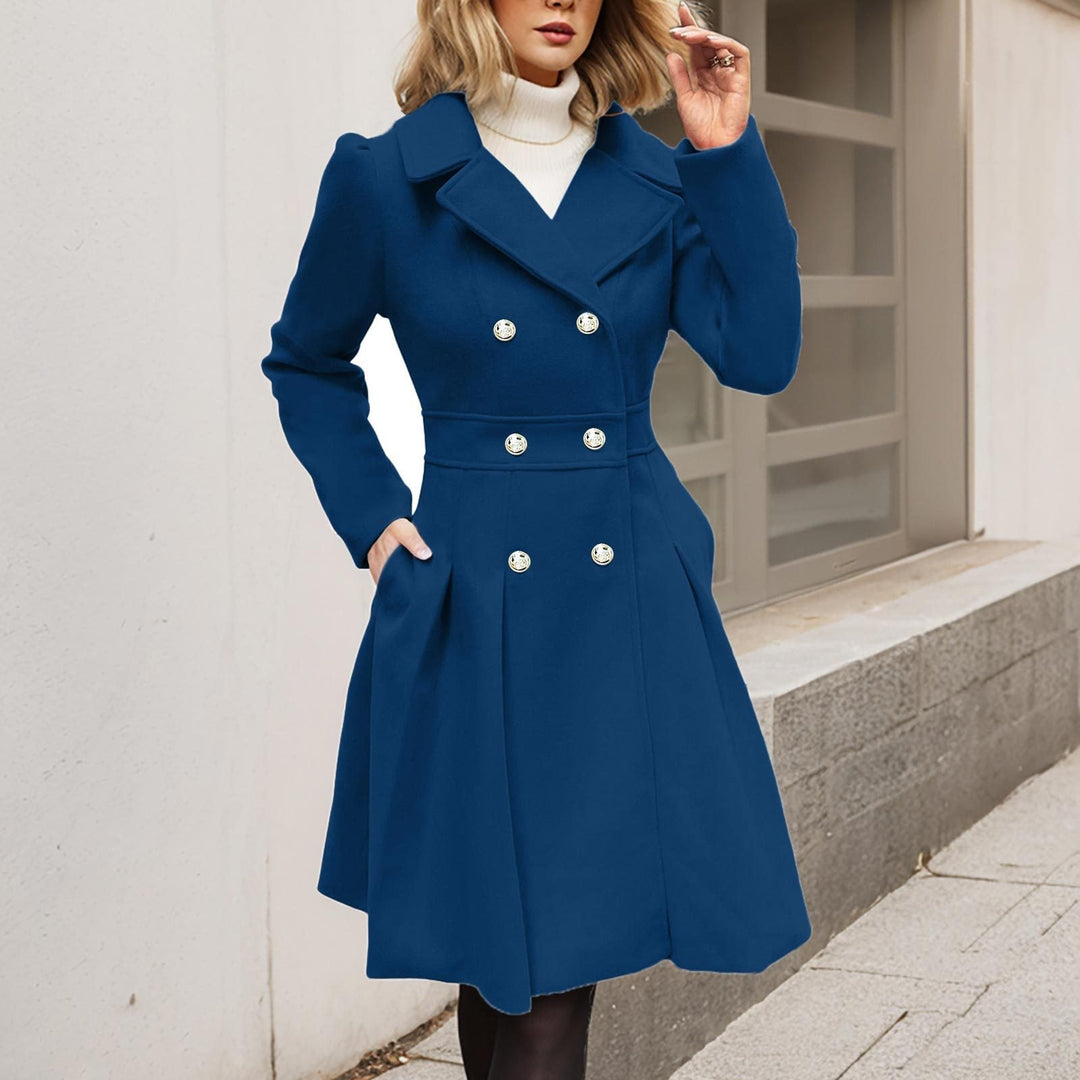 Genevieve | Women's Longline Coat Front Pockets Long Sleeve Button Up
