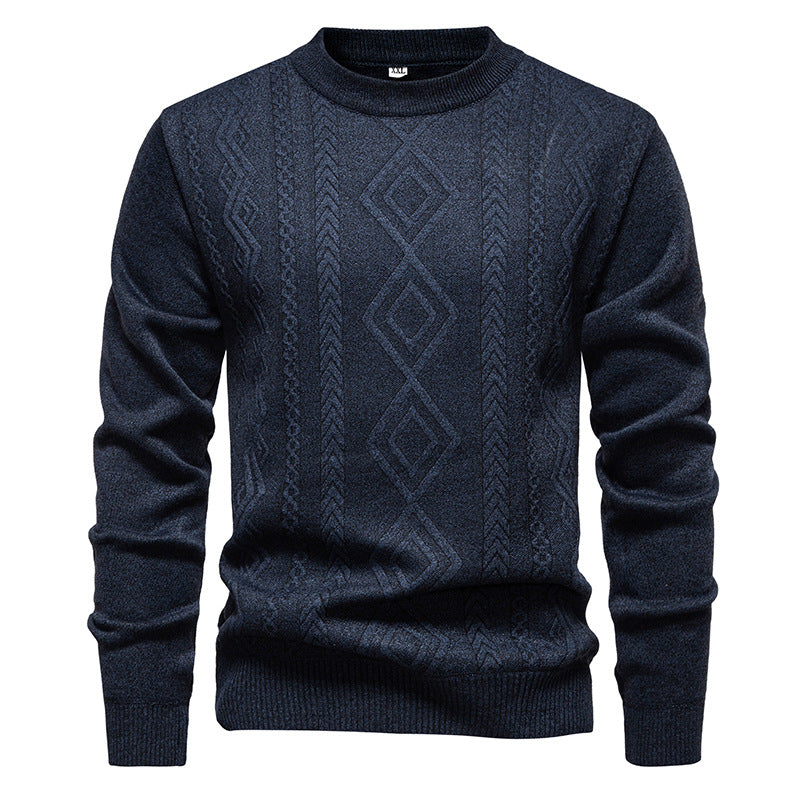 Wesley | Men's Crew Neck Knitted Jumper Diamond Pattern Textured Knit