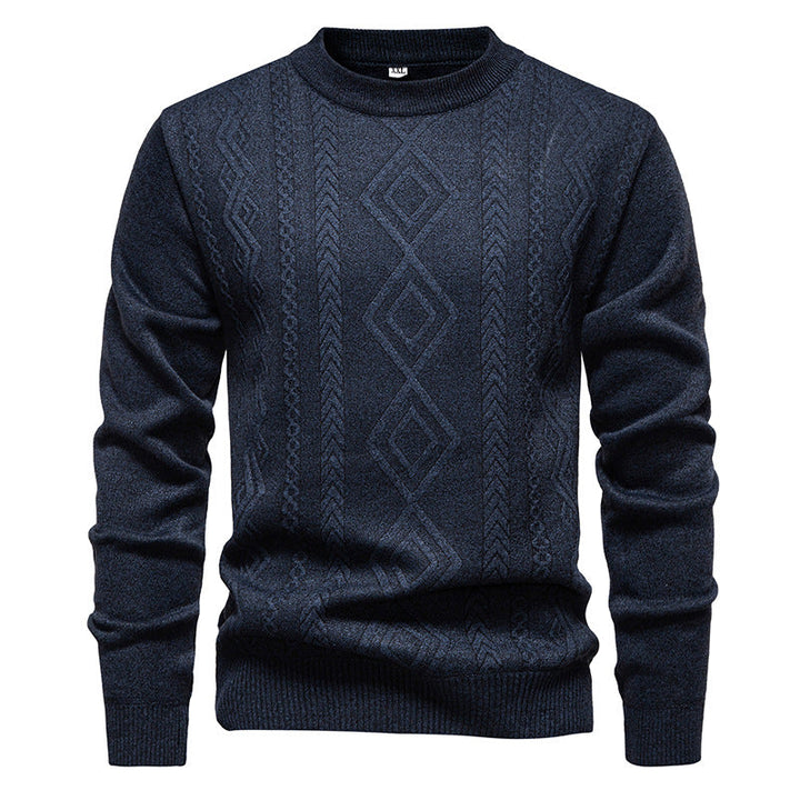 Wesley | Men's Crew Neck Knitted Jumper Diamond Pattern Textured Knit