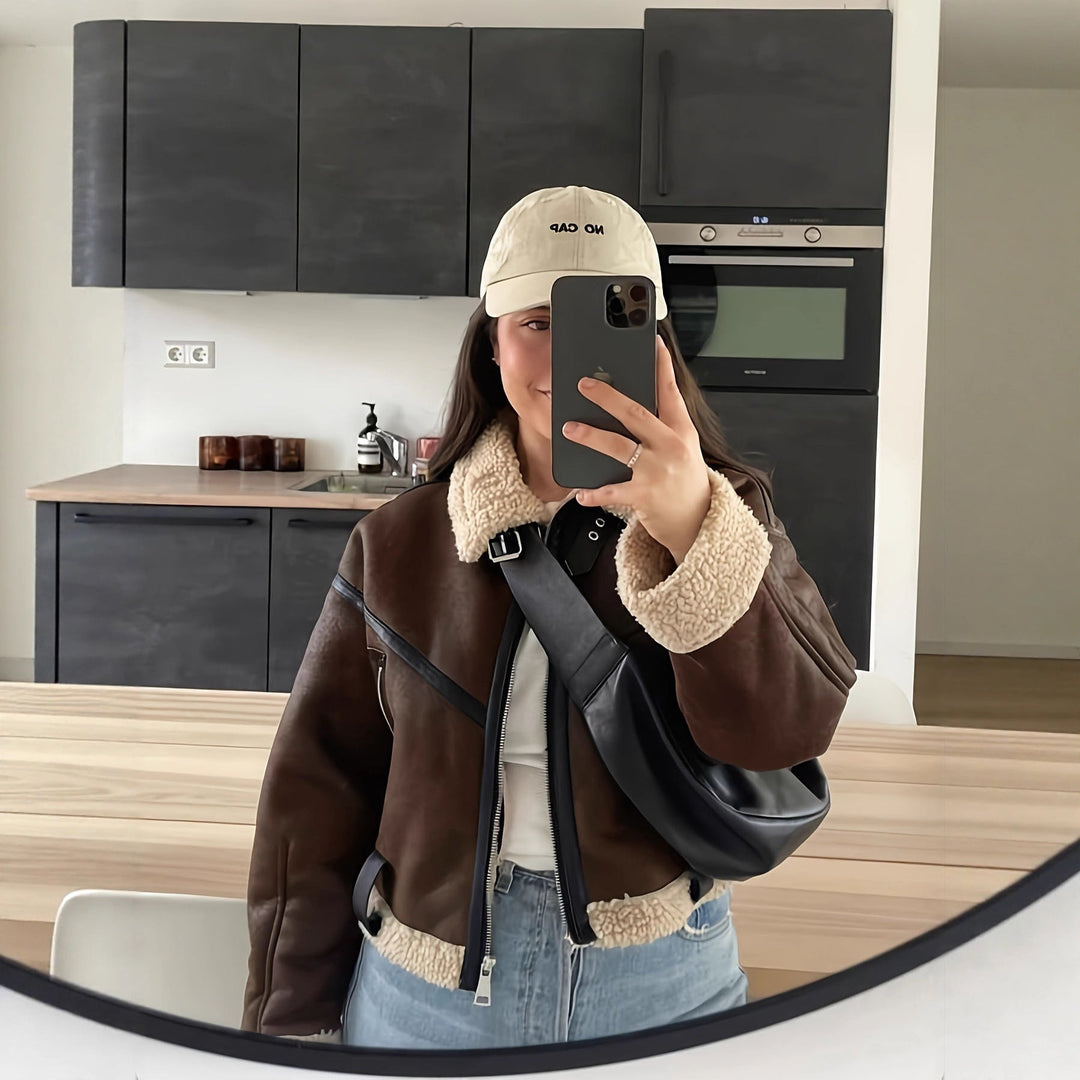 Primrose | Women's Leather Jacket Teddy Fleece Lined Full Zip