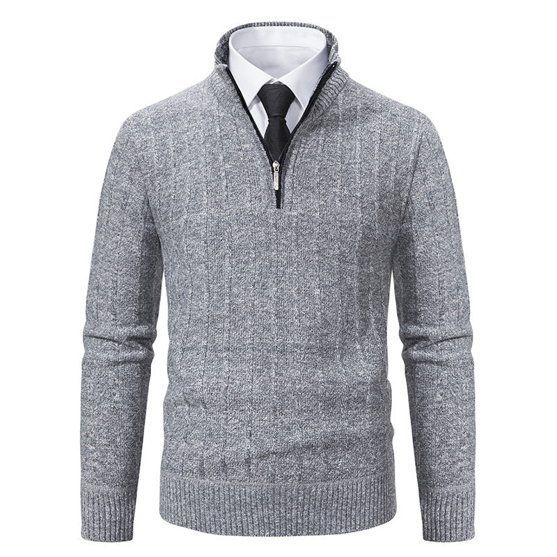 Desmond | Men's Half Zip Cable Knit Jumper Funnel Neck Slim Fit