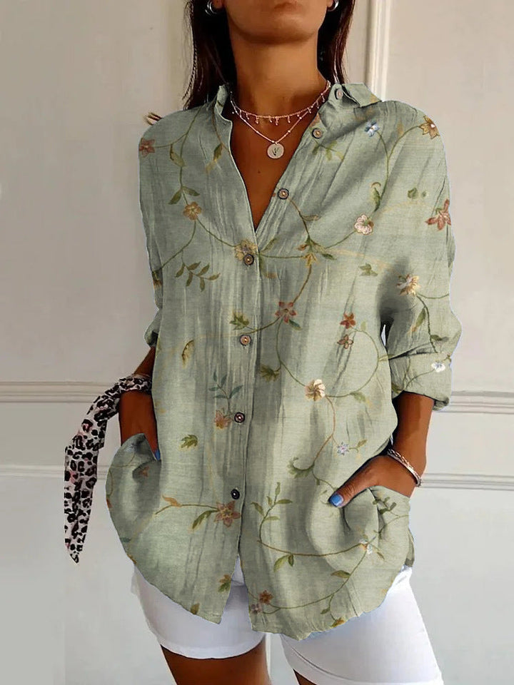 Elin | Women's Geometric Print Blouse Non-Iron Easy-Care Shirt