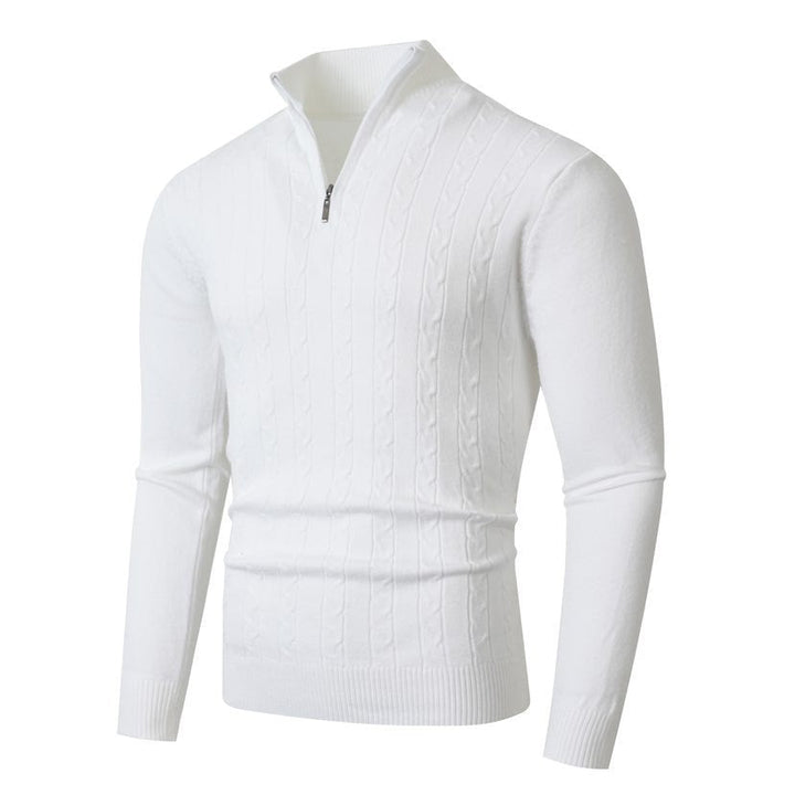 Franco | Men's Ribbed Half-Zip Cable Knit Jumper Slim Fit