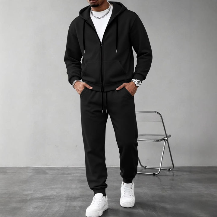 Men's Two-Piece Tracksuit Set with Full-Zip Hoodie and Tailored Jogging Trousers by Drune