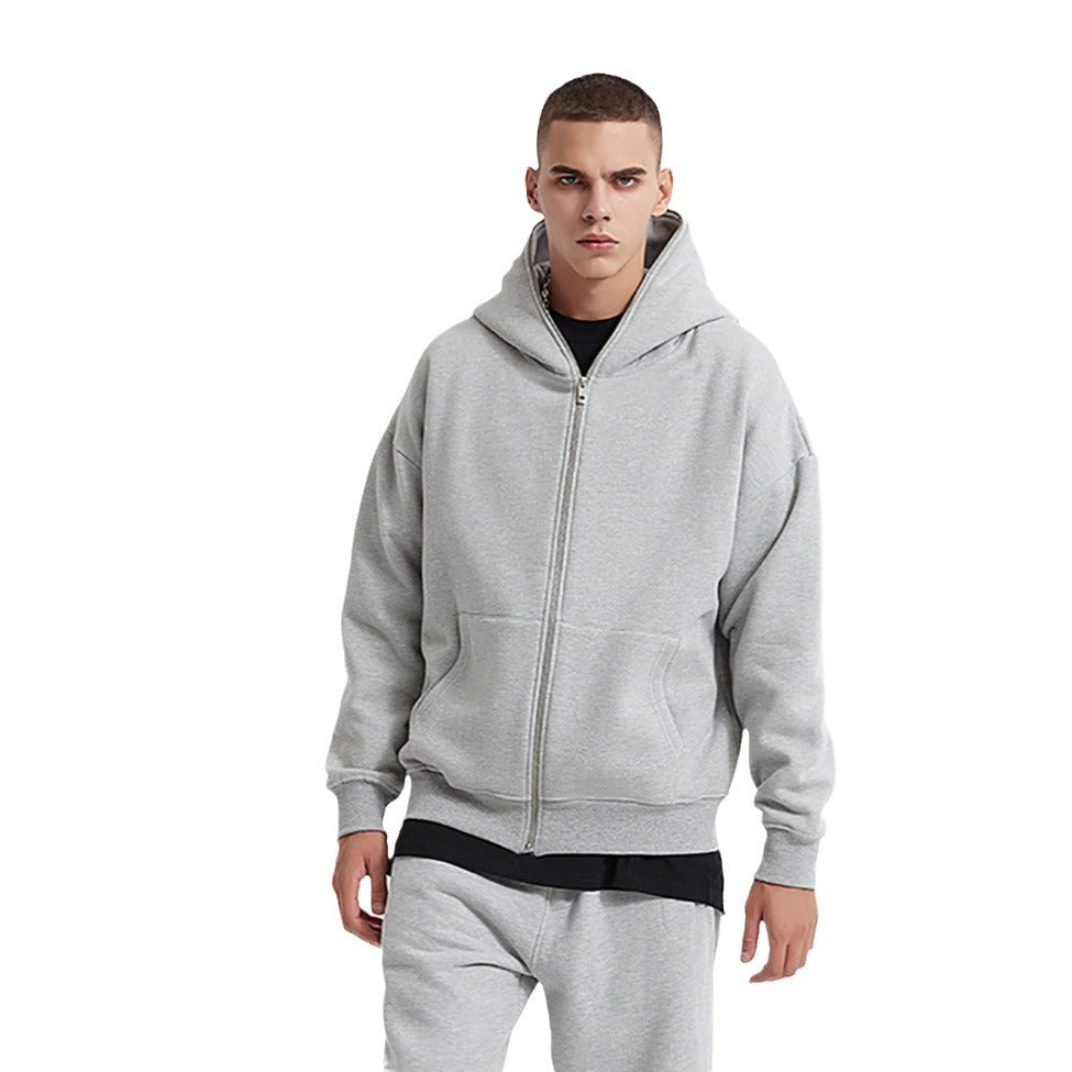 Unisex Hooded Jacket with Full Zip, Double-Layer Hood and Kangaroo Pockets by Drune