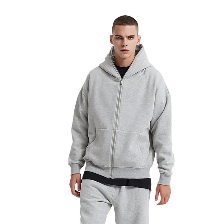Unisex Hooded Jacket with Full Zip, Double-Layer Hood and Kangaroo Pockets by Drune