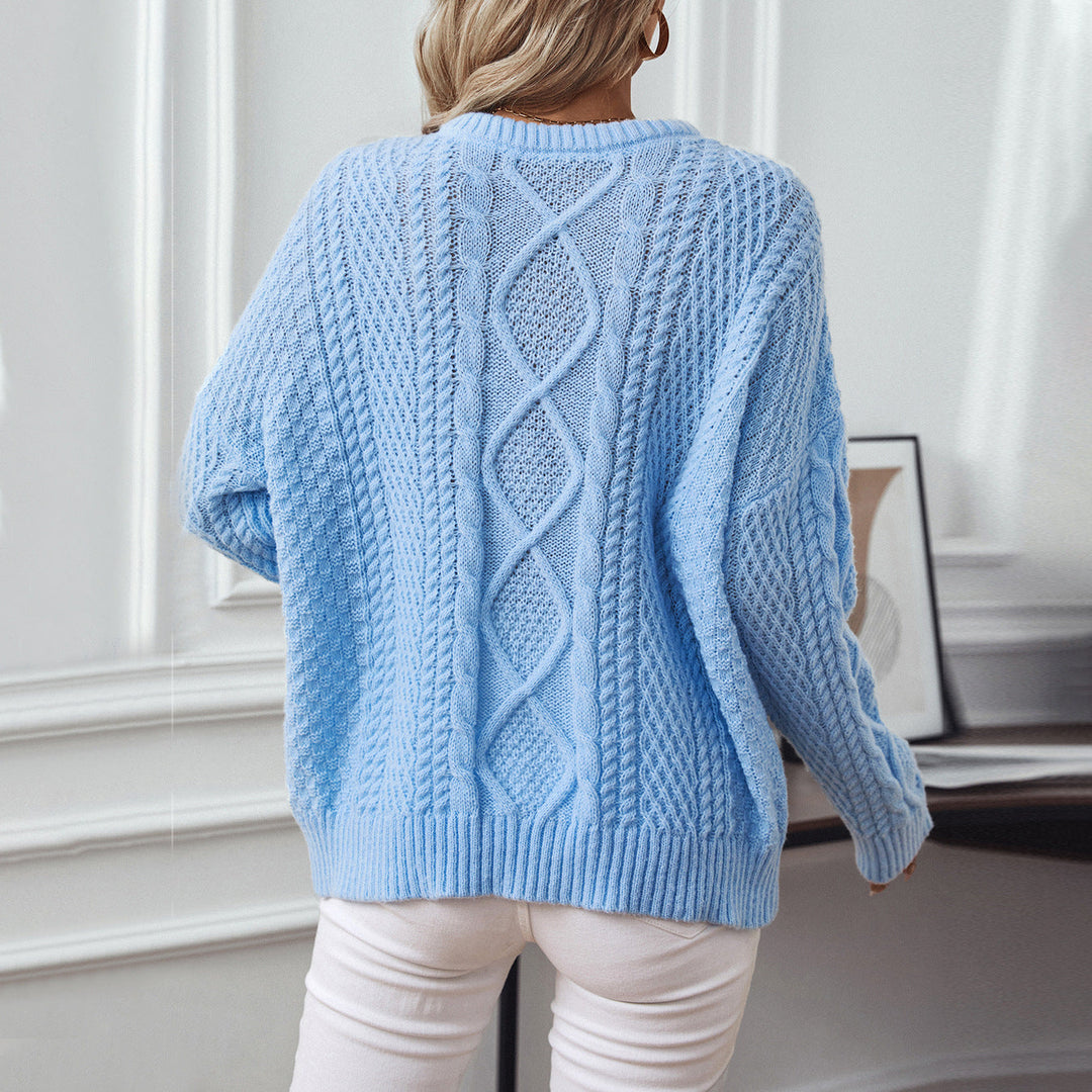 Yasmin | Women's Textured Cable Knitted Jumper Crew Neck