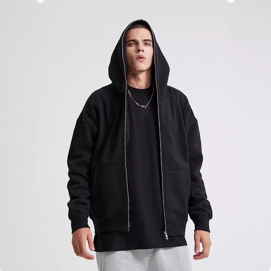 Unisex Hooded Jacket with Full Zip, Double-Layer Hood and Kangaroo Pockets by Drune