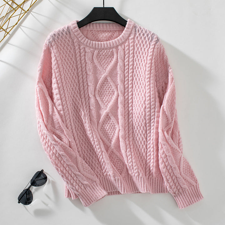Yasmin | Women's Textured Cable Knitted Jumper Crew Neck