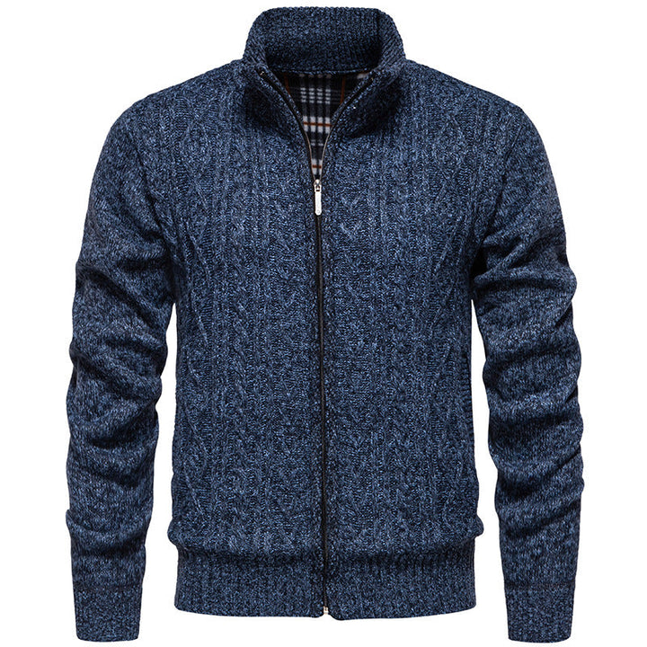 Fletcher | Men's Chunky Cable Knit Zip Cardigan Stand Collar