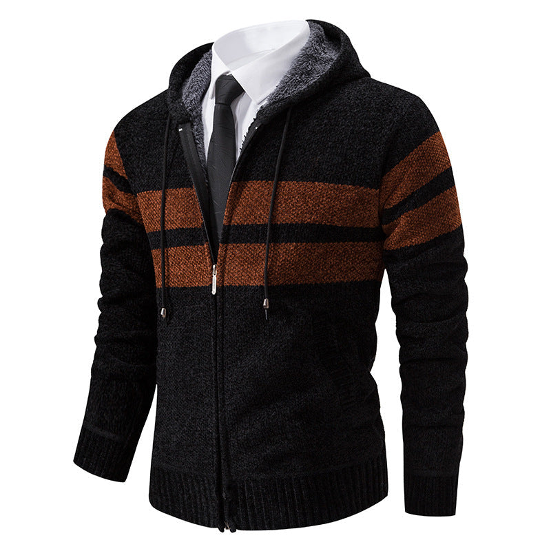 Fletcher | Men's Knitted Hooded Jacket Teddy Fleece Lined Full Zip