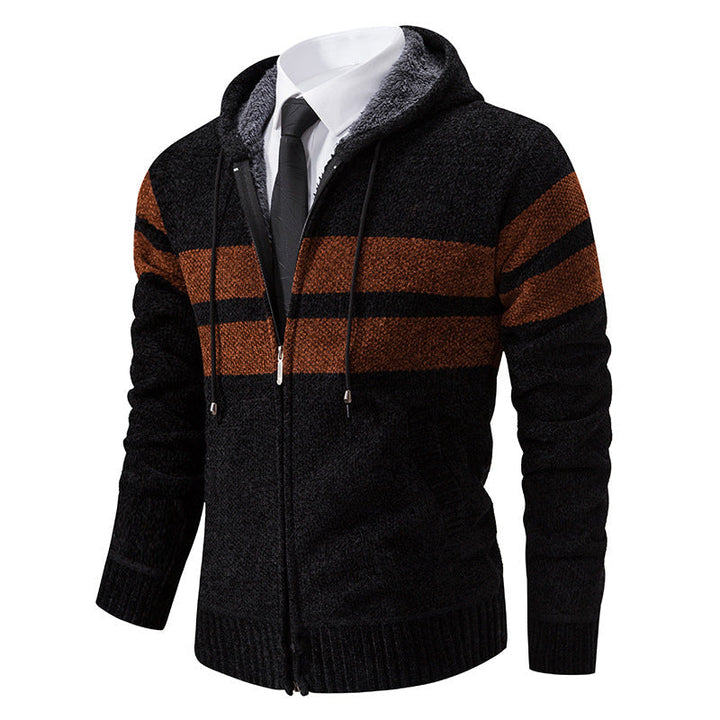Fletcher | Men's Knitted Hooded Jacket Teddy Fleece Lined Full Zip