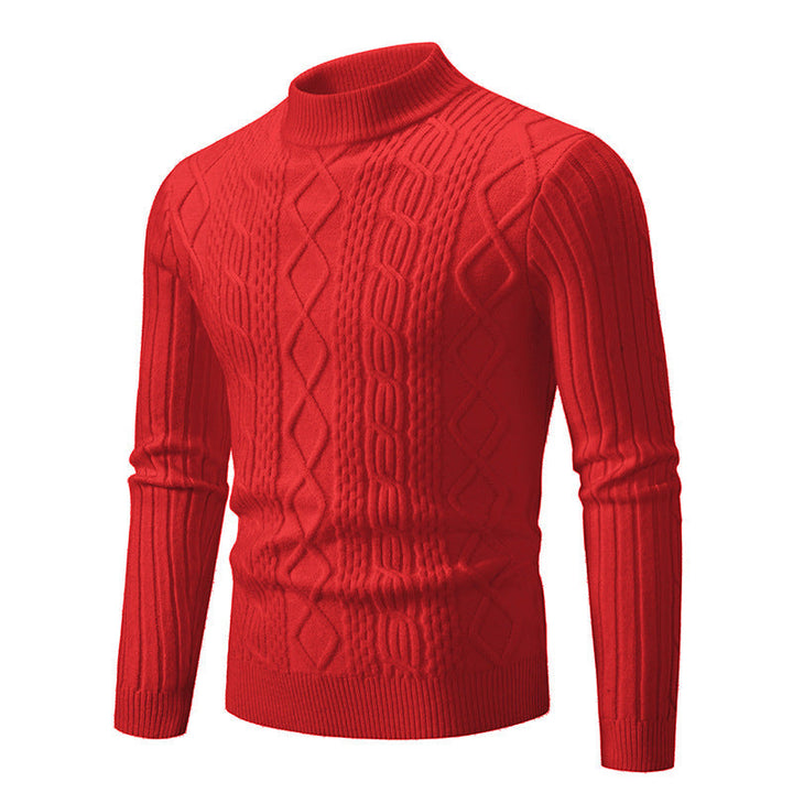 Callum | Men's Cable Knit Roll Neck Jumper Slim Fit Ribbed Cuffs