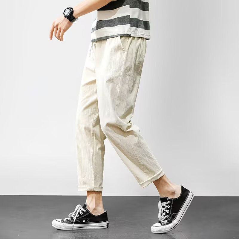 Milo | Men's Cropped Trousers Drawstring Waist Tapered Fit