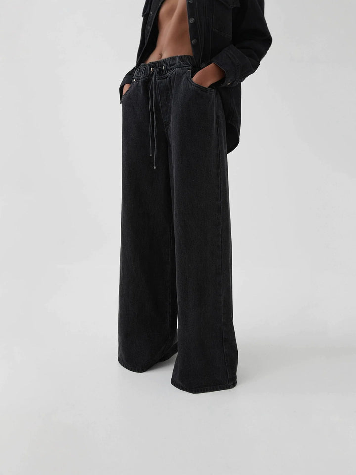 Viona Drawstring Wide Leg Jeans