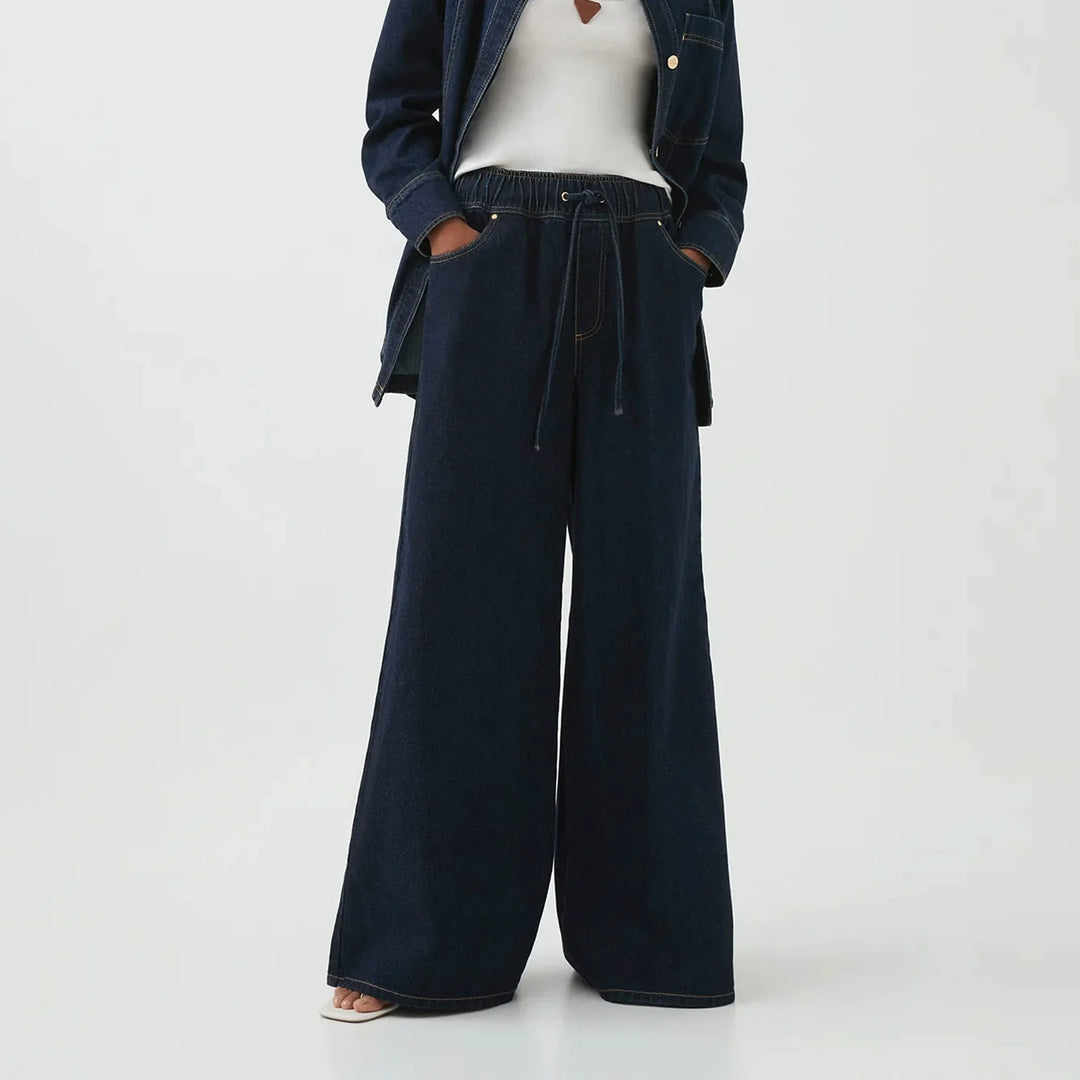 Viona Drawstring Wide Leg Jeans