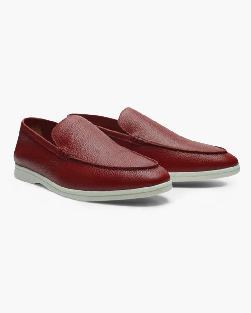 Men’s Textured Leather Loafers with Flexible Contrast Sole