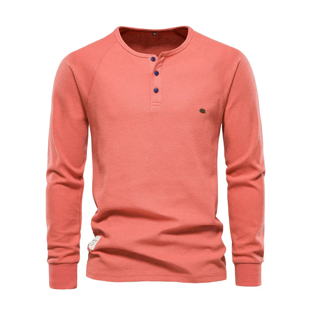 Hector | Men's Long Sleeve Henley Shirt Button Neck Casual Top