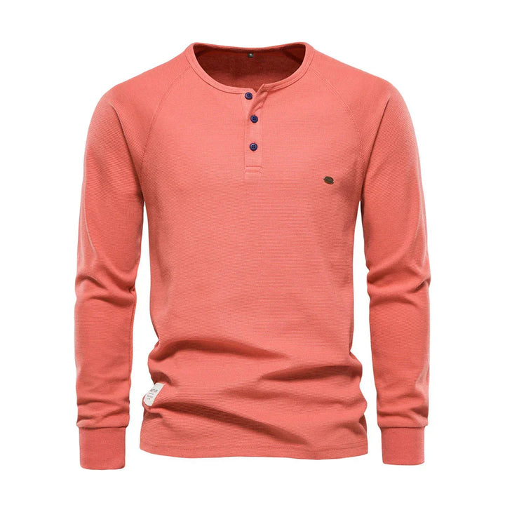 Hector | Men's Long Sleeve Henley Shirt Button Neck Casual Top