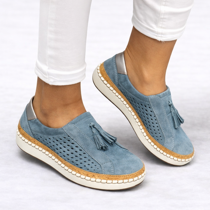 Celeste | Women's Tassel Slip-On Loafers Perforated Side Panels