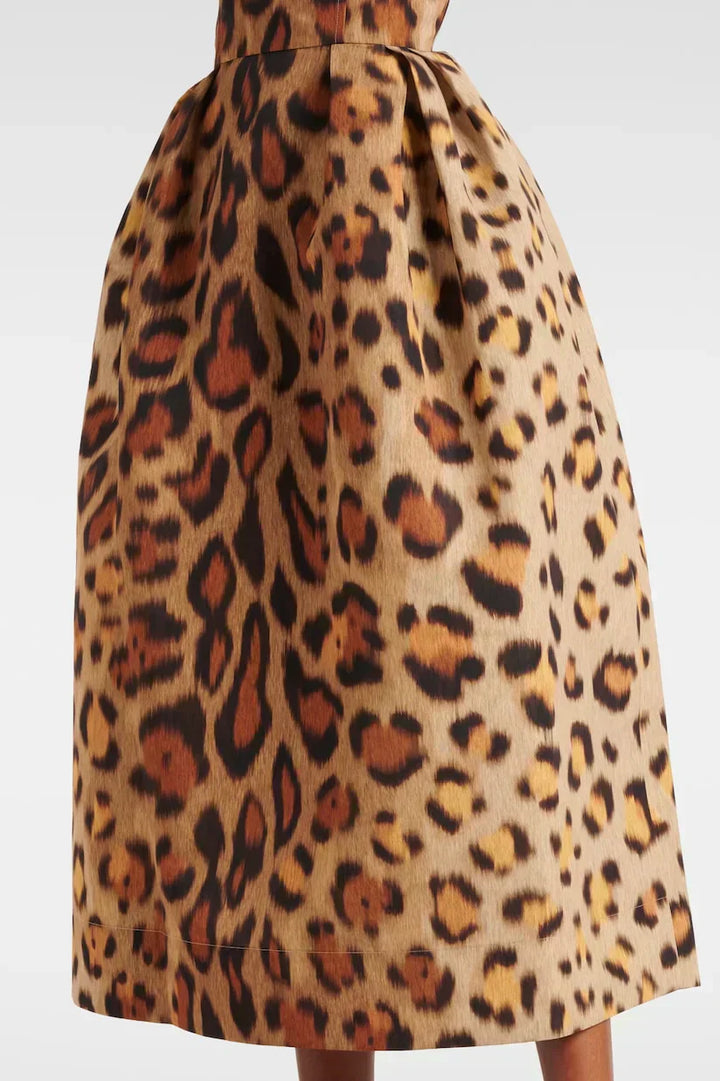 Tiana | Women's Leopard Print Corset Midi Dress Thin Straps Bodycon