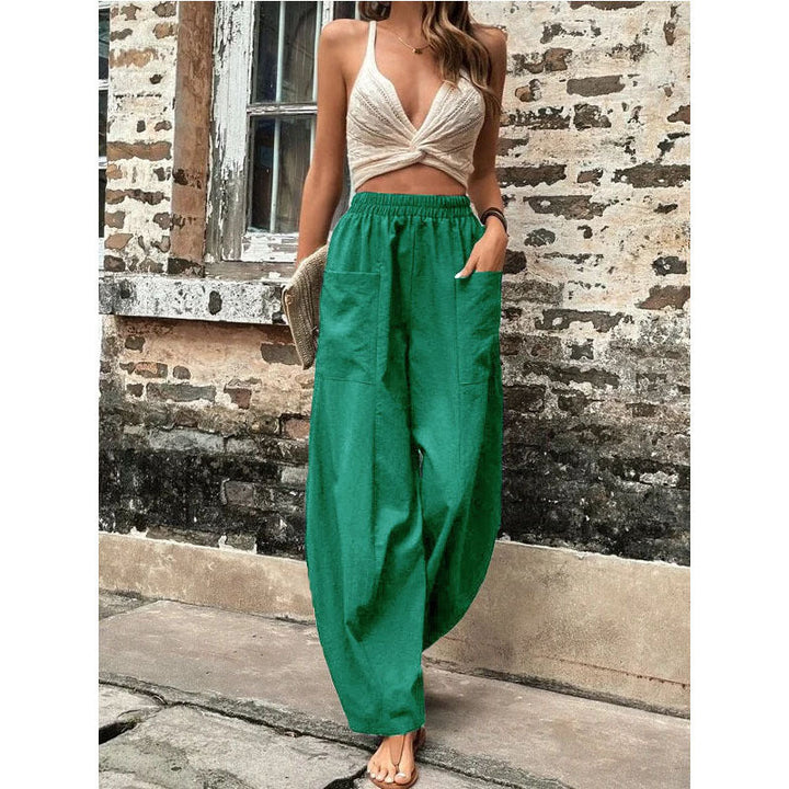 Margot | Women's Wide Leg Palazzo Trousers Elastic Waist Side Pockets