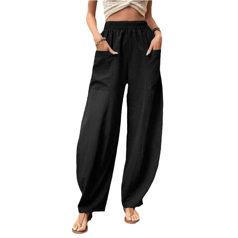 Margot | Women's Wide Leg Palazzo Trousers Elastic Waist Side Pockets