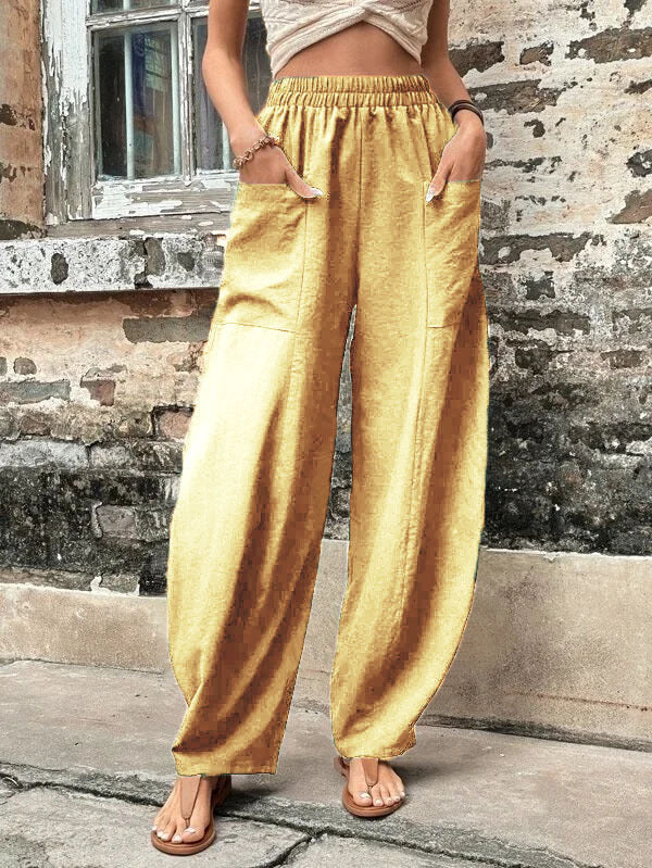 Margot | Women's Wide Leg Palazzo Trousers Elastic Waist Side Pockets