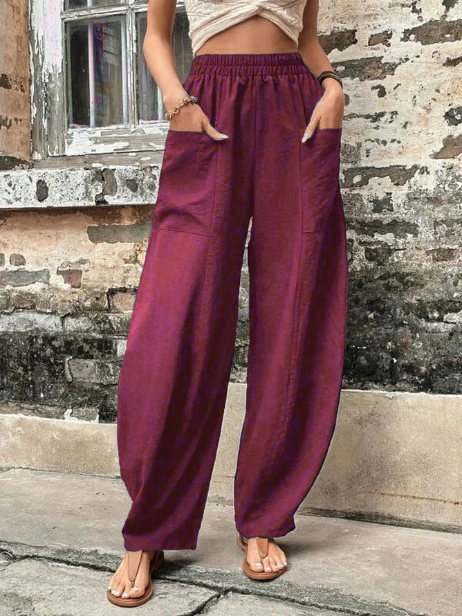 Margot | Women's Wide Leg Palazzo Trousers Elastic Waist Side Pockets