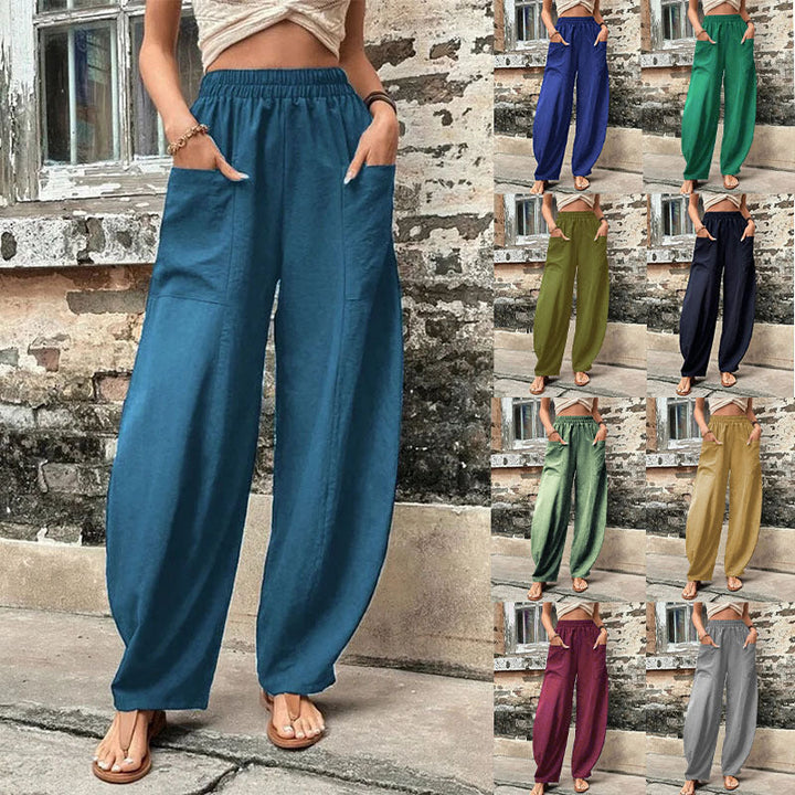 Margot | Women's Wide Leg Palazzo Trousers Elastic Waist Side Pockets