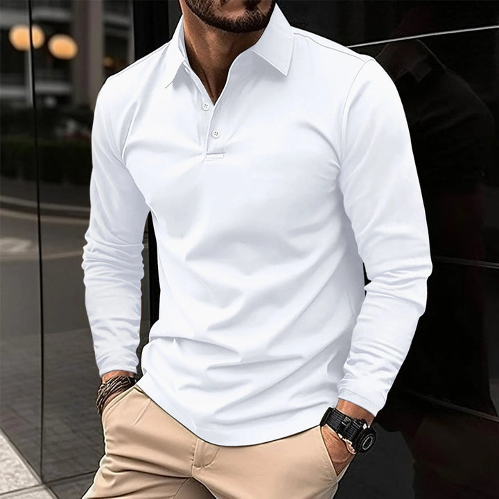 Jacob | Men's Long Sleeve Polo Shirt Classic Collar Button Placket