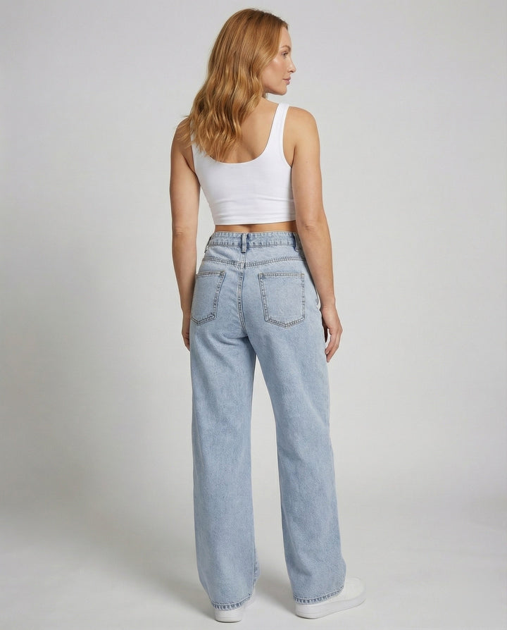 Evie | Women's High-Waisted Flare Jeans Wide Leg Vintage Wash